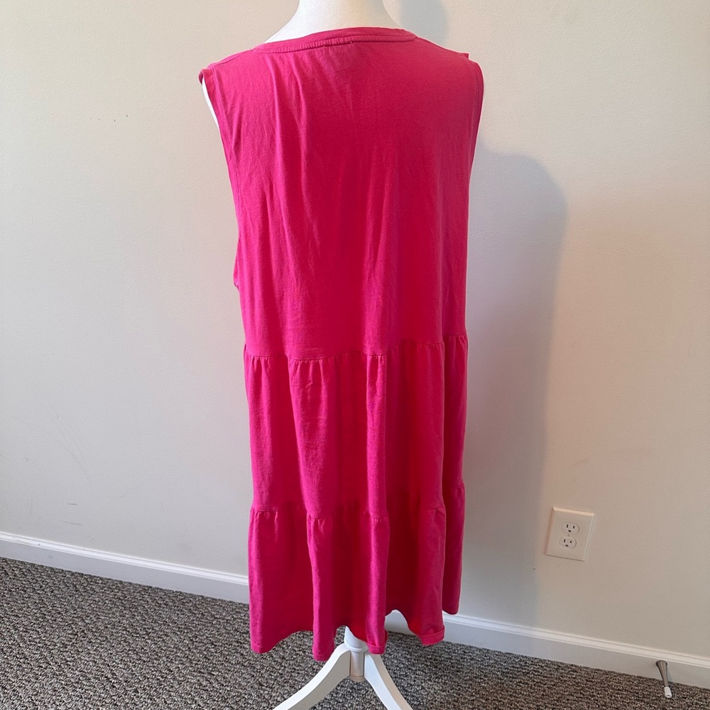 J Crew Sleeveless Tiered Cotton Hot Pink Dress Size XL - Picture 3 of 6